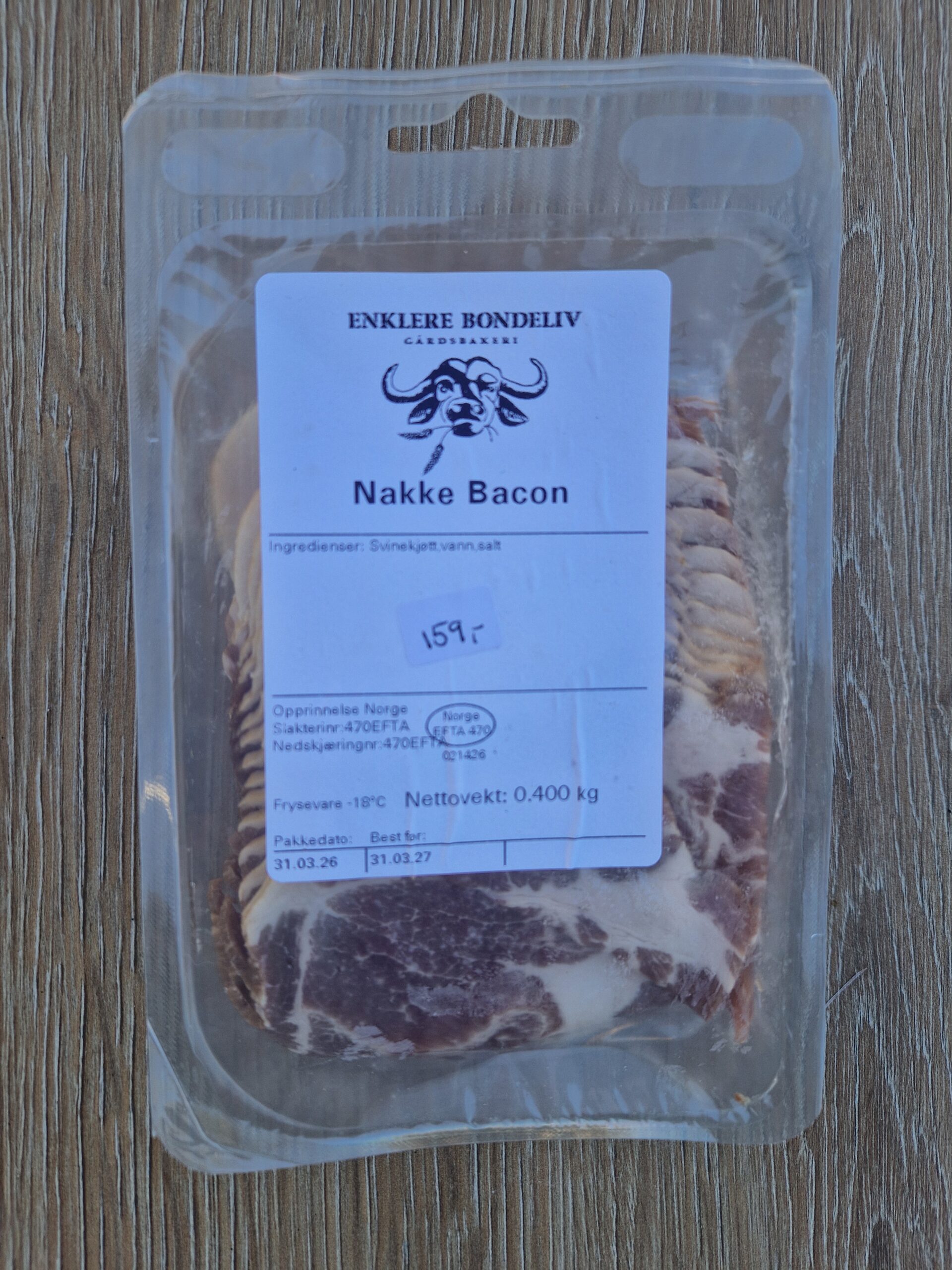 Skivet nakke bacon av Frilandsgris